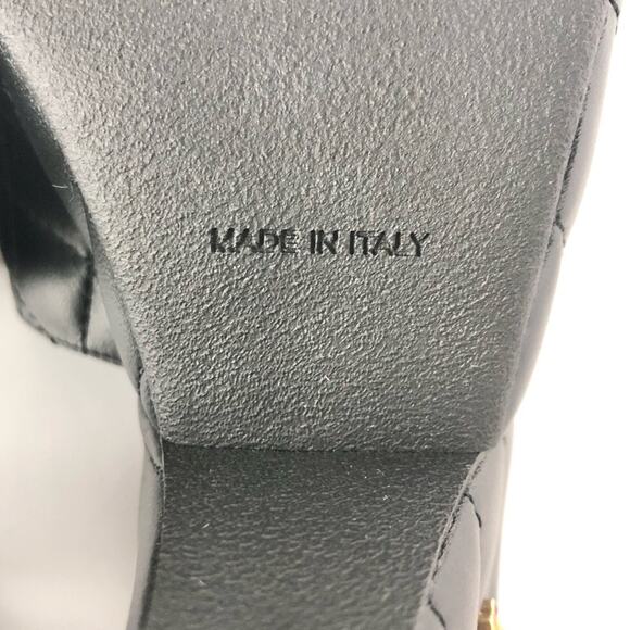 NIB Chanel 2024 Quilted Lambskin CC Logo Black Platform Wedge Sandals 39 - Picture 10 of 13